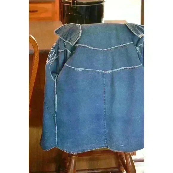 1990s Pretty Bleu Acid Wash Denim‎ Button Down Shirt Retro Rose Applique Small - Picture 7 of 7